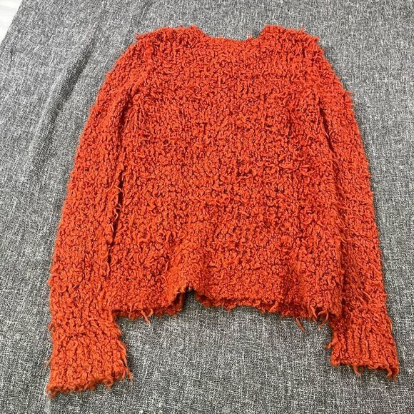 🖤 Free People Orange Shaggy Pullover Crewneck Sweater - Picture 2 of 3